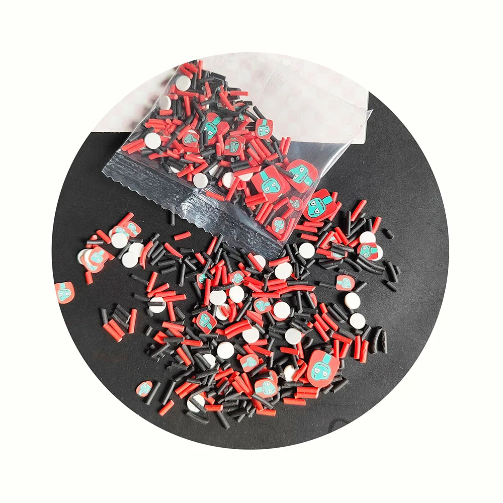 Halloween Series Jack and Sally Face Assorted Clay Slices with Long Candy Sprinkles for DIY Crafts Filling