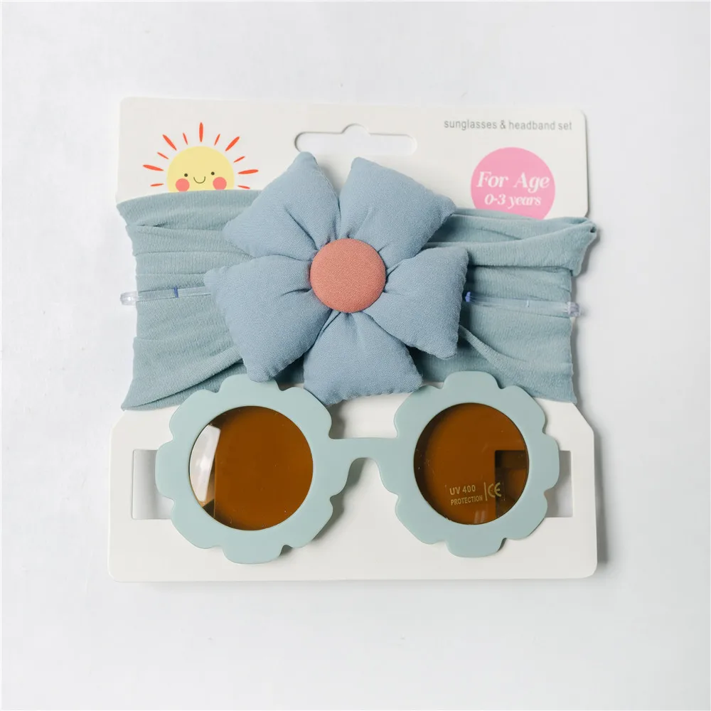 Flower Sunglasses Baby Girls Flower Nylon Headband Baby Boys Girls Seaside Mental Eyeglasses Kids Hair Accessories