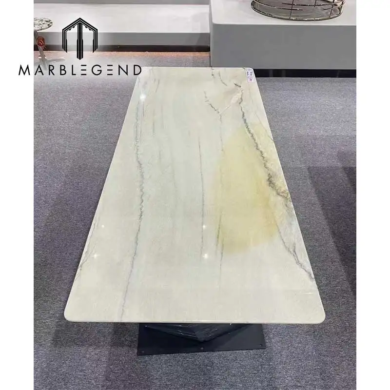 custom large handmade table top white marble square table for dining living room