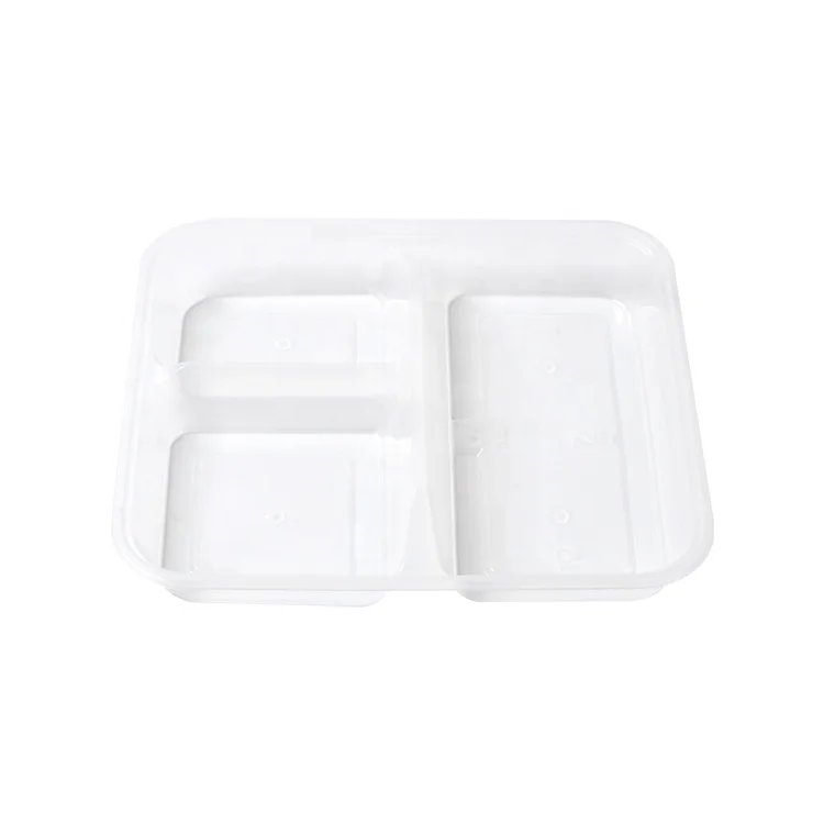3 Compartment Divided Food Storage Containers Disposable Plastic Food Containers With Lids