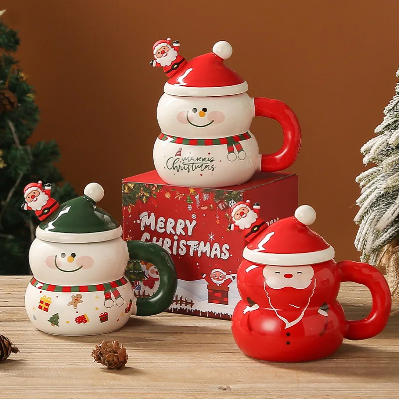 New snowman large-capacity Christmas cartoon coffee mug creative high  ceramic mugs