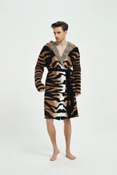 Microfiber  Robe Knitted Robe with sleeves  knitted clothes Cozy Tiger House Robe Winter Pyjamas