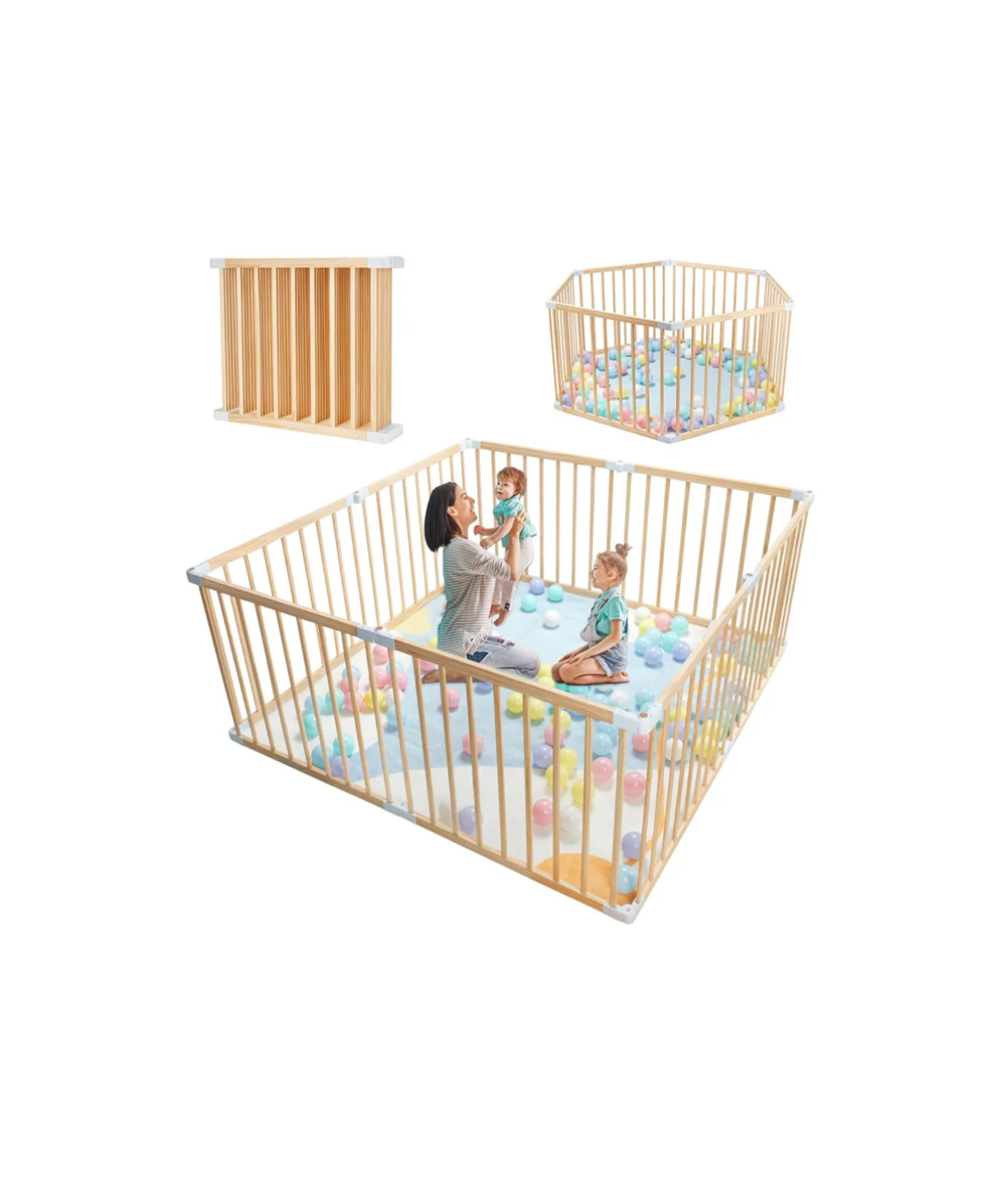 Baby Furniture Foldable Expandable Wooden Play Fence Safe Play Area Kids Activity Center High Quality Baby Play Yard Playpen