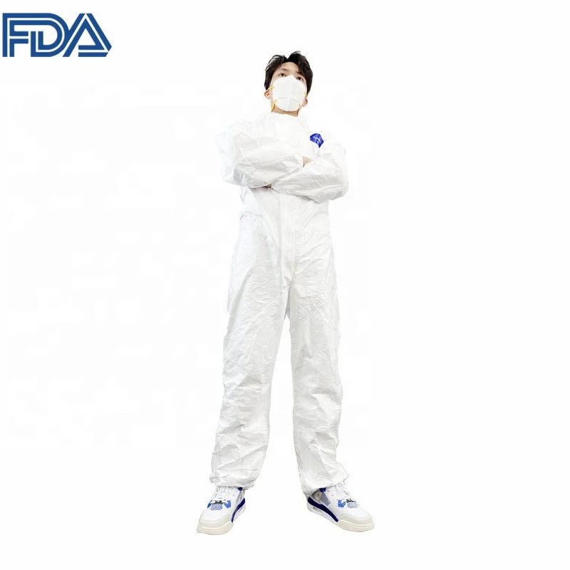 EN14126 Disposable tyvek coverall cat3 65g Washable microporous coverall  for Health Stations Reusable EN14126