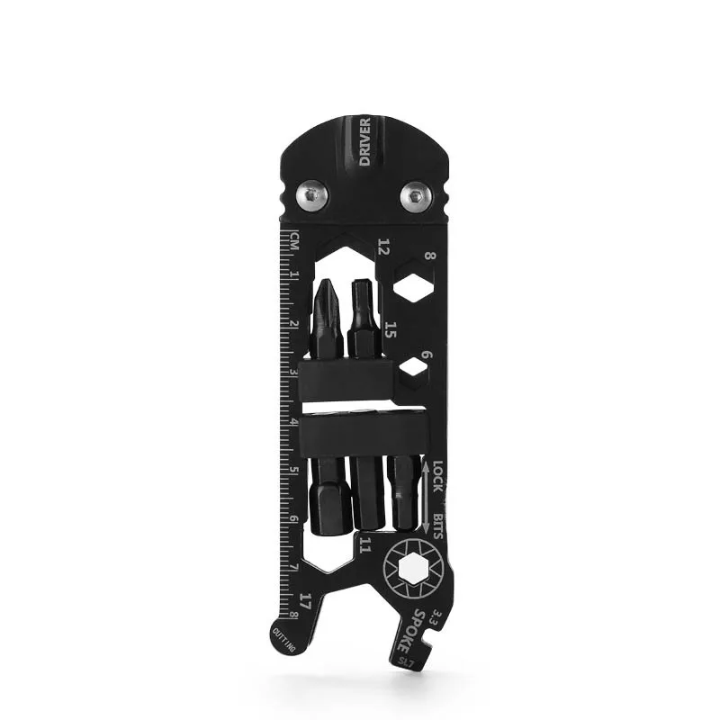 Bike Repair Multitool Kit,20 in 1 Black Stainless Portable Ruler EDC Multitool,Bicycle Multifunction Emergency Tools