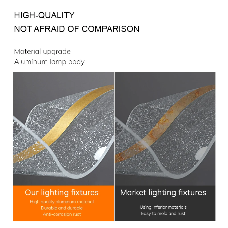 Modern Home Decorative Modern Living Room Hotel Circle Hanging Pendant Light New Design Acrylic Gold Luxury wave Led Chandelier