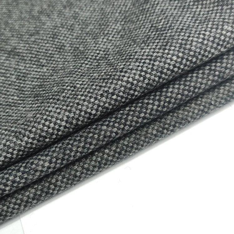 Stock Wool Tweed homespun Fabric 50%wool dot twill style gray color for clothing accessory