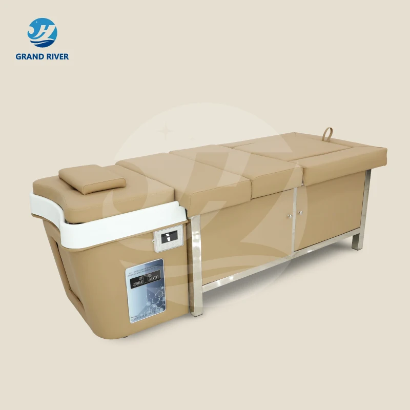 Multi functional heating water treatment spa head massage pedicure shampoo bed with water storage electric washing hair chair