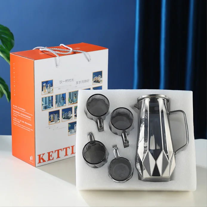 Quality Ion Plating Drinking Set Glass Pitcher Water Jug With Cup