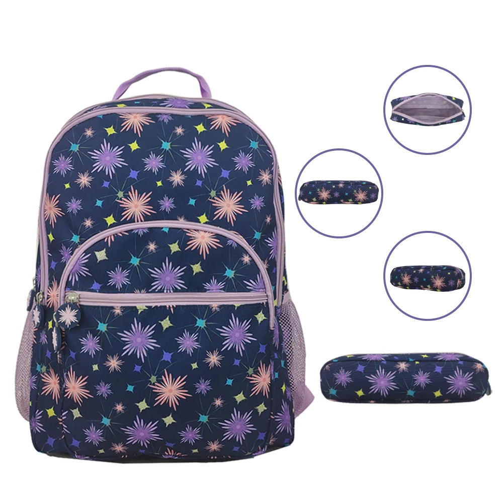 Factory stationery Creative Cute Shining Geometric Pattern Zipper Pencil Case Fashion School Bag for Students