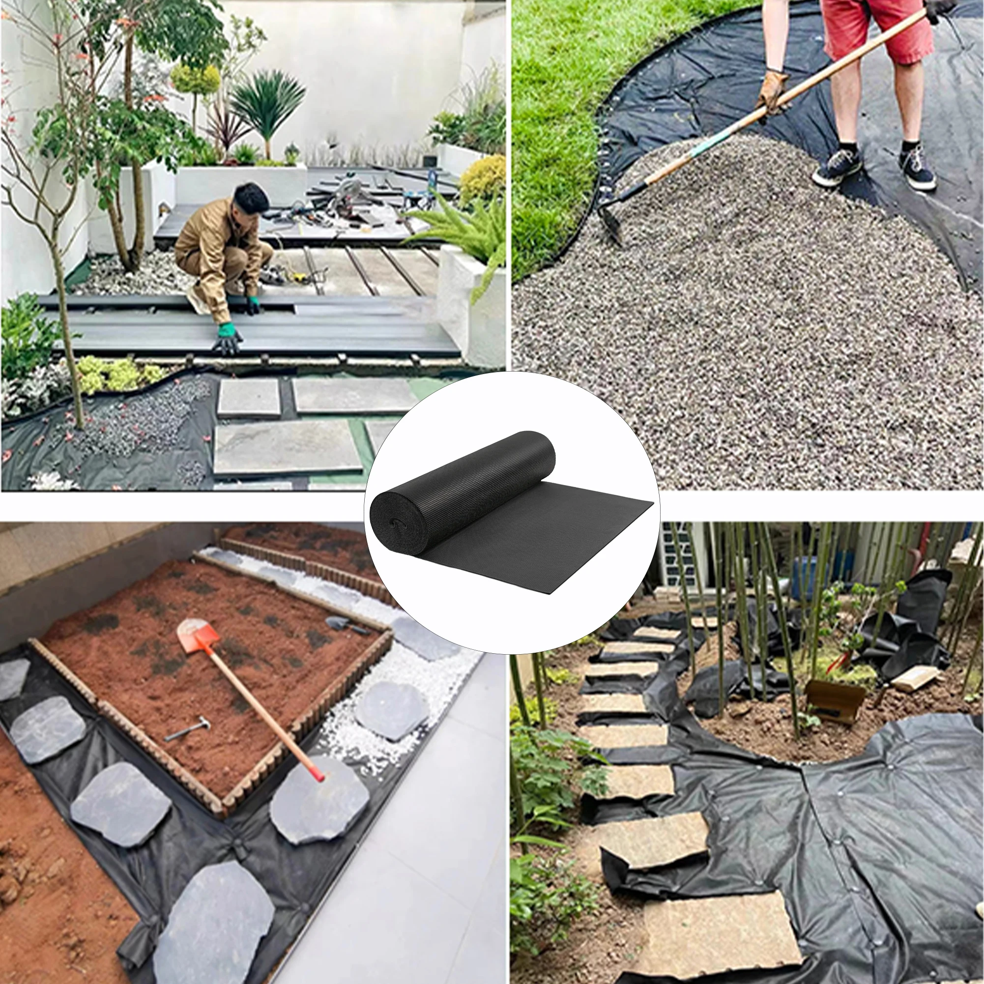 Width 3ft 6ft 9ft 1oz 2oz Garden Road Gravel Cobblestone Drainage Black Jute Nonwoven Geotextile Fabric