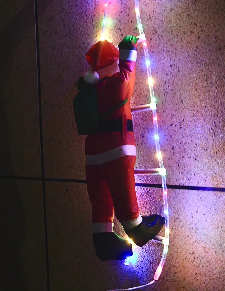 2024 LED Tube Climbing Ladder Santa Claus Doll Pendant Christmas Ornaments Window Pendant
