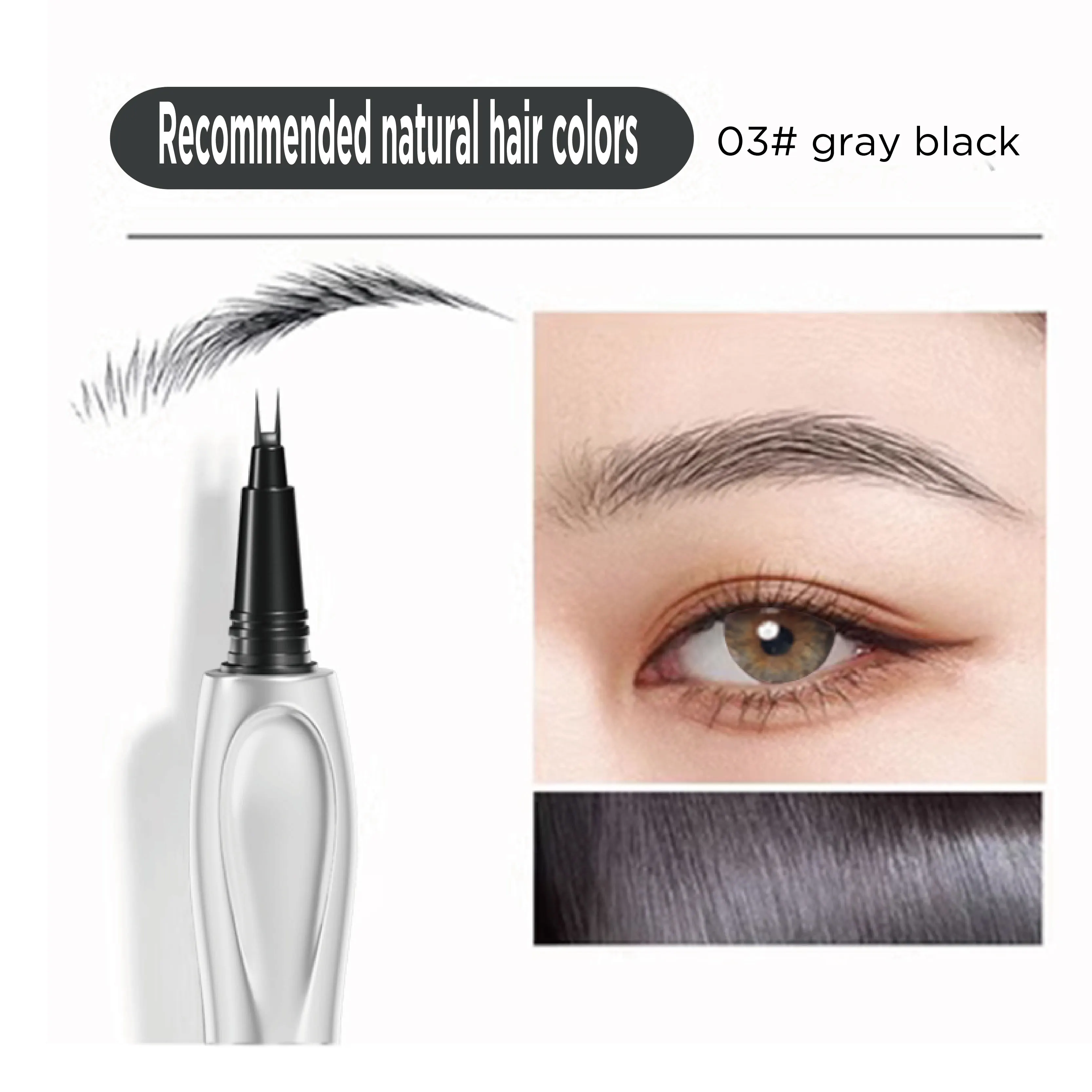 OEM waterproof makeup liquid brow pencil 3 colors Ultra Thin liquid waterproof 2 fork eyeliner private label eyebrow pencil