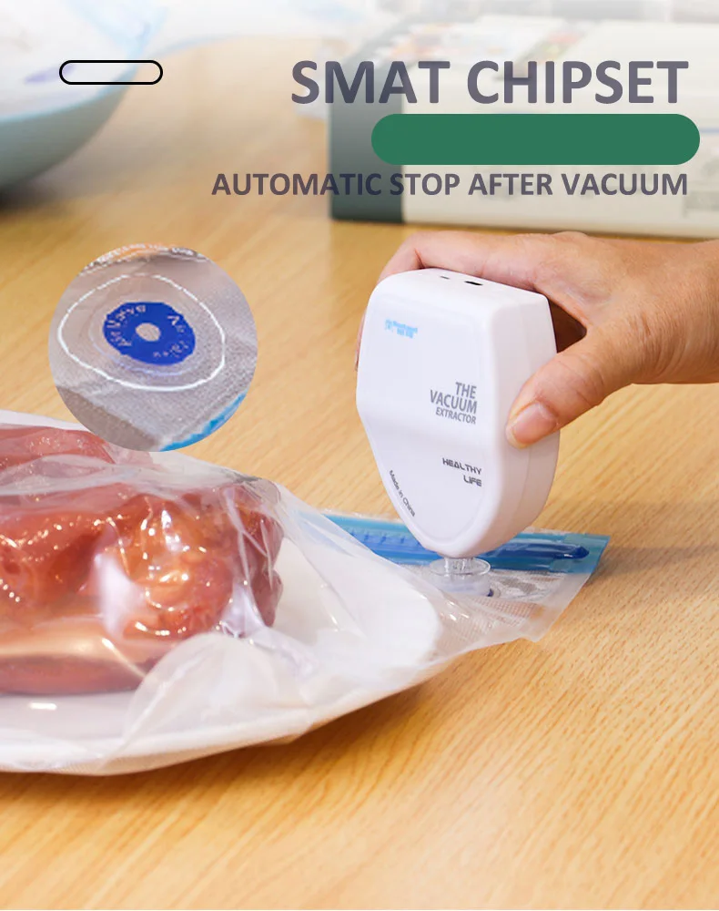 15Pcs Food Grade Reuseable Food Storage Bag Sealer Sous Vide Bags Hand Held Vacuum Sealer