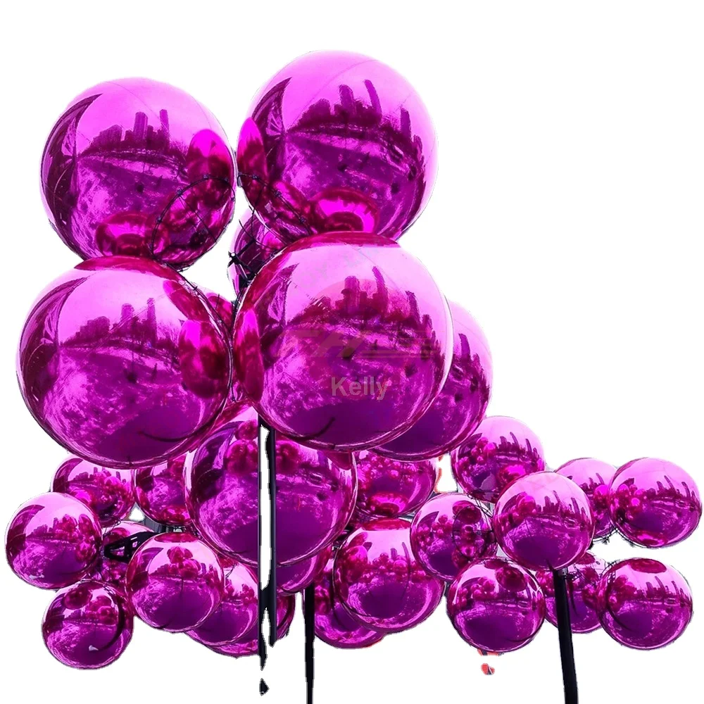 Free Door Shipping 3m Dia Giant Inflatable metallic spheres mirror balls unisex stage building decoration Dazzling gold Balloons