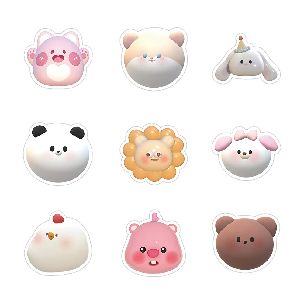 3D Cute cartoon Decal waterproof vinyl pvc sticker pack for laptop phone bear and rabbit sticker for kids