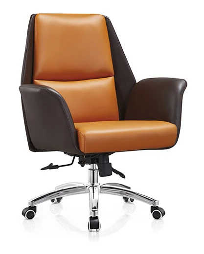 Office Furniture Manufacturers Modern Orange CEO Ripple Black Leather Executive Chair