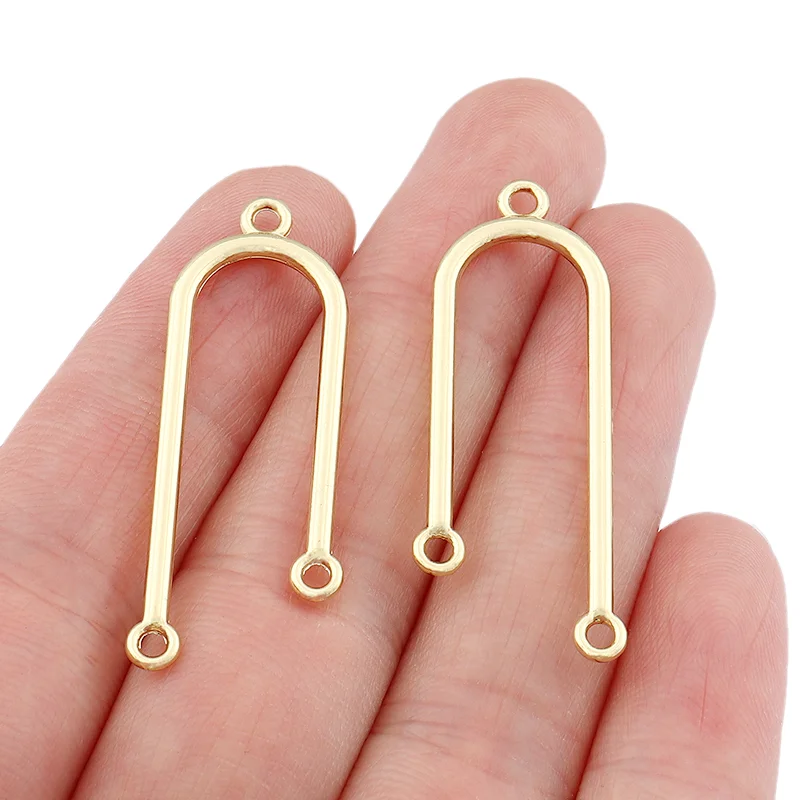 Gold Tone U Shape Earrings Connector Charms Pendants DIY Jewelry Making Findings