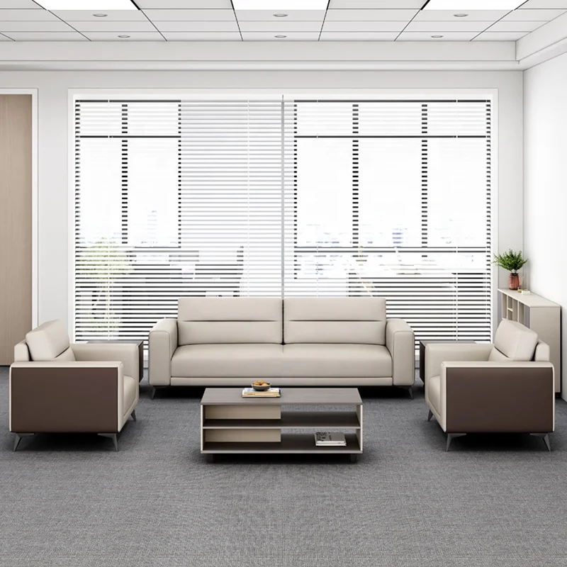 Office furniture seating public area luxury waiting office conference room leather 1+2+3 reception sofa set