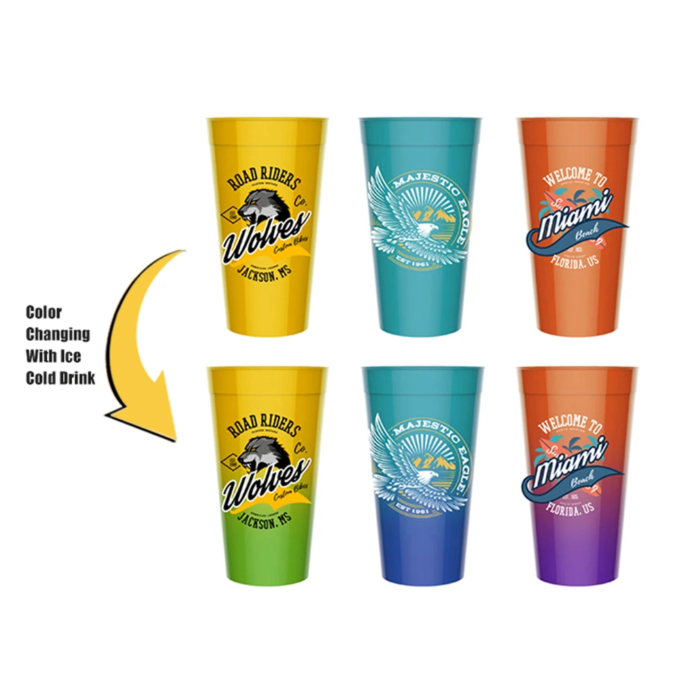 Top seller Bpa free custom magic mug reusable cold temperature change coffee color changing plastic drinking cup