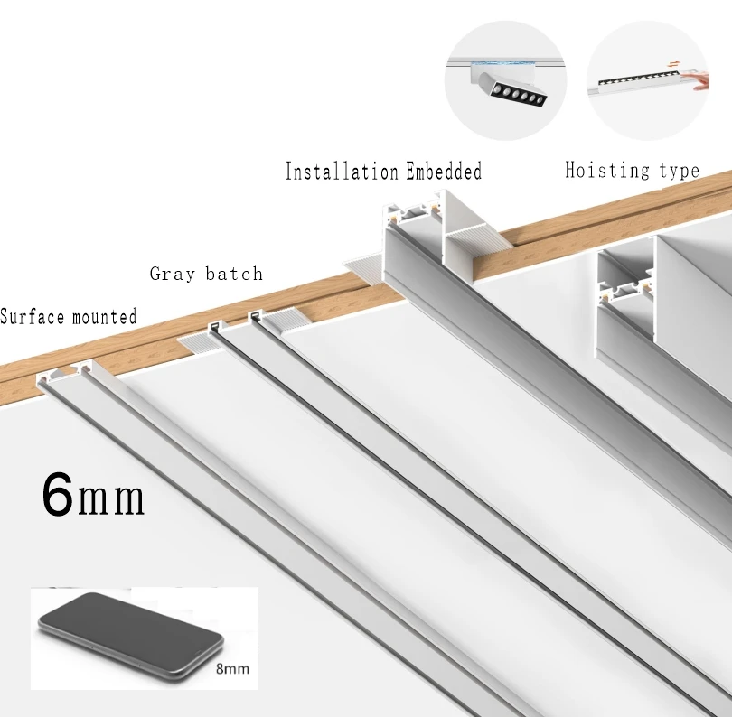 Dc48v 6 мм Тонкий Умный Магнитный прожектор светодиодный магнитный Трековый светильник для натяжного потолочного трека