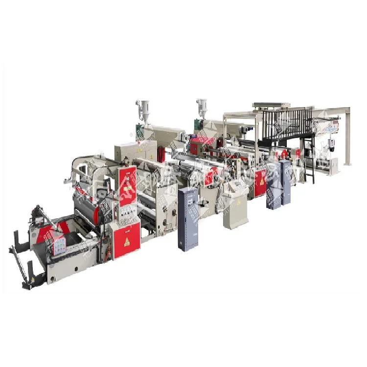 WSFM-B двойными бортами высокая скорость 2nd generation бумага/PE Shaftless штранг-прессования машина для нанесения покрытий