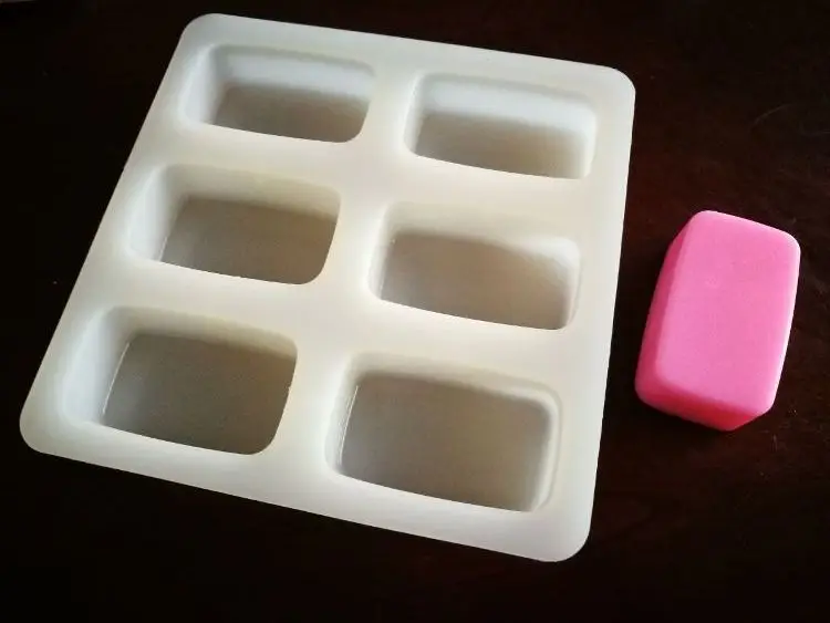High Quality 6 cavity rectangle shape silicone soap mold DIY 3D custom silicone handmade soap mould