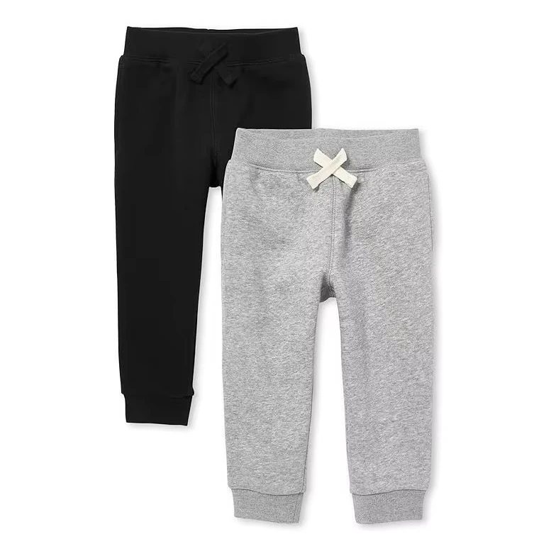 baby boys Active Fleece Jogger Pants For Kids Boy Machine wash rib-knit banded leg cuffs