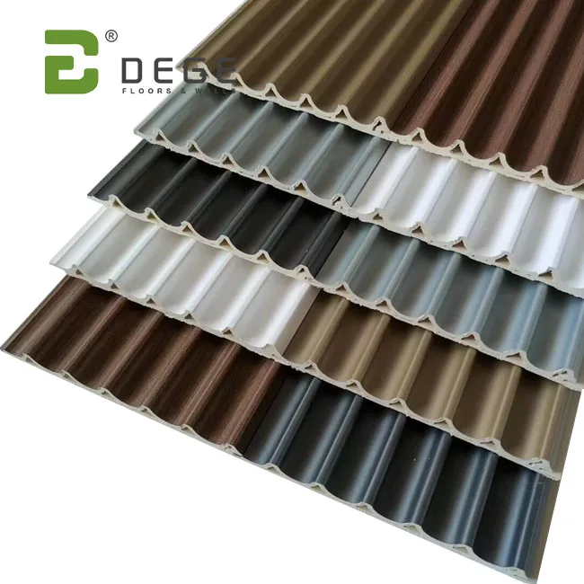 Louver 3d art wpc pvc wall paneling interior decoration black and black TV background