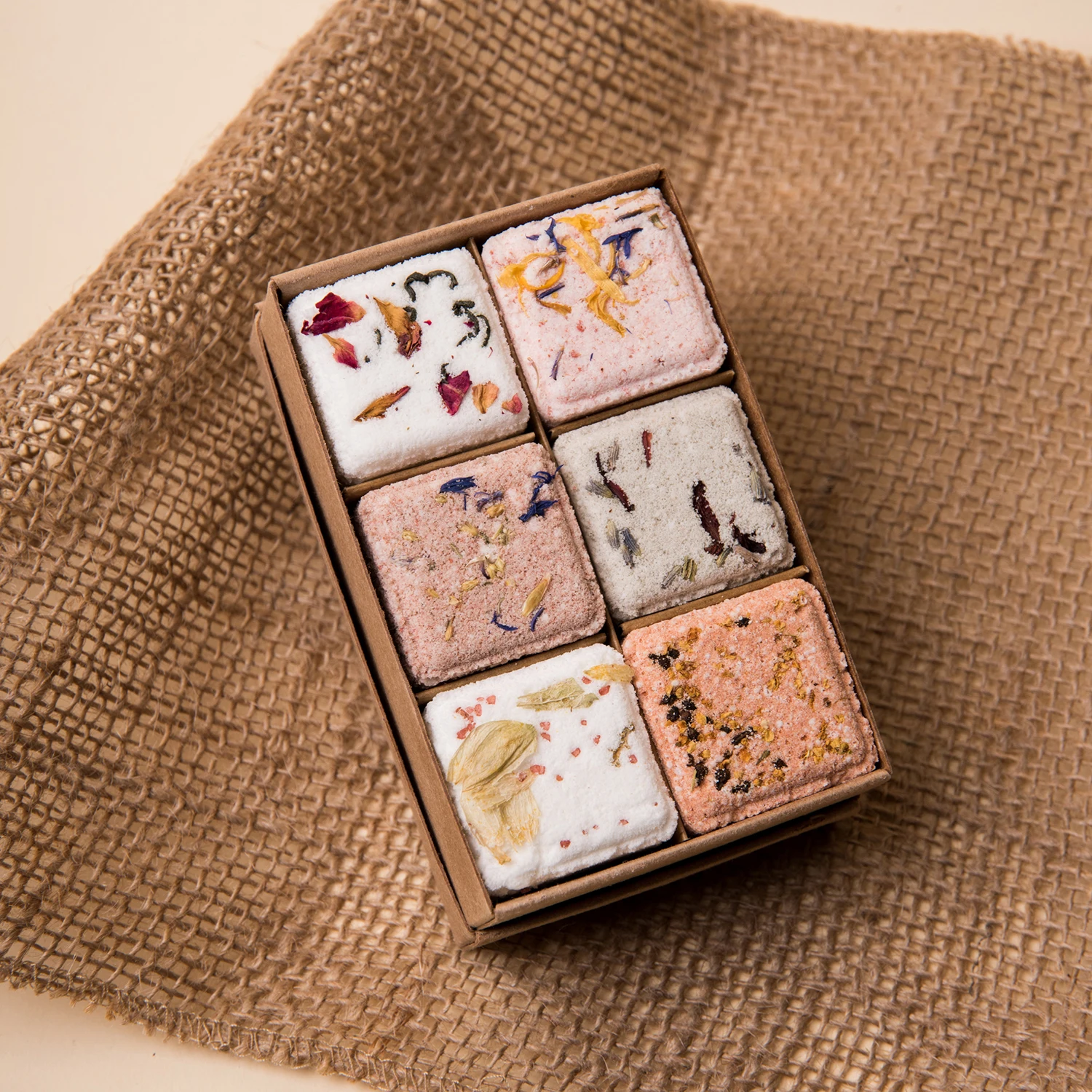 Custom 100% Vegan Organic Beautiful Fresh Square Cube 8 Tablets Shower Steamers