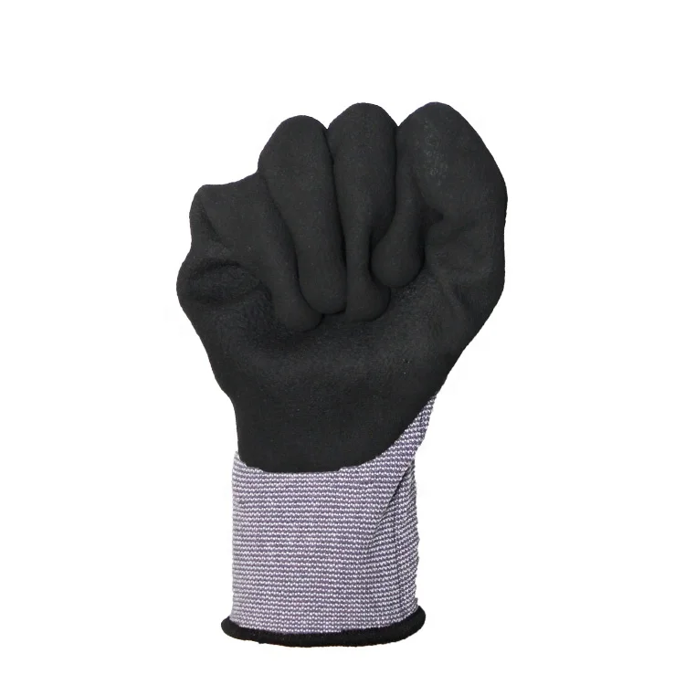 Polyester and Spandex Yarn 3/4 Coated Non-slip Latex Worker Gloves Safety Construction Reusable Gloves