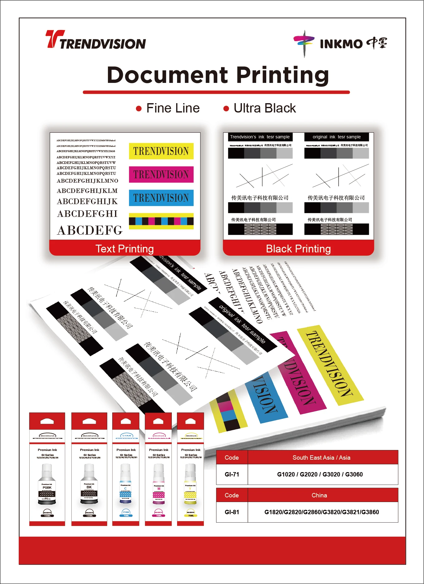 GI-23 GI-43  23 43 Trendvision Compatible Bottle Water Based Refil tinta for CN GI 6 series  ink