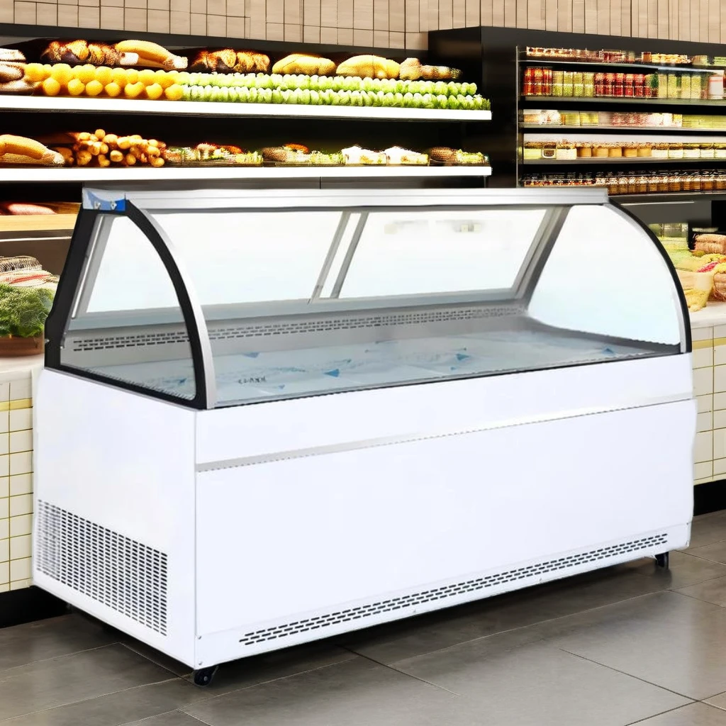 Deli Case Showcase Refrigerator Custom Curved Glass Refrigerator Display Cooler