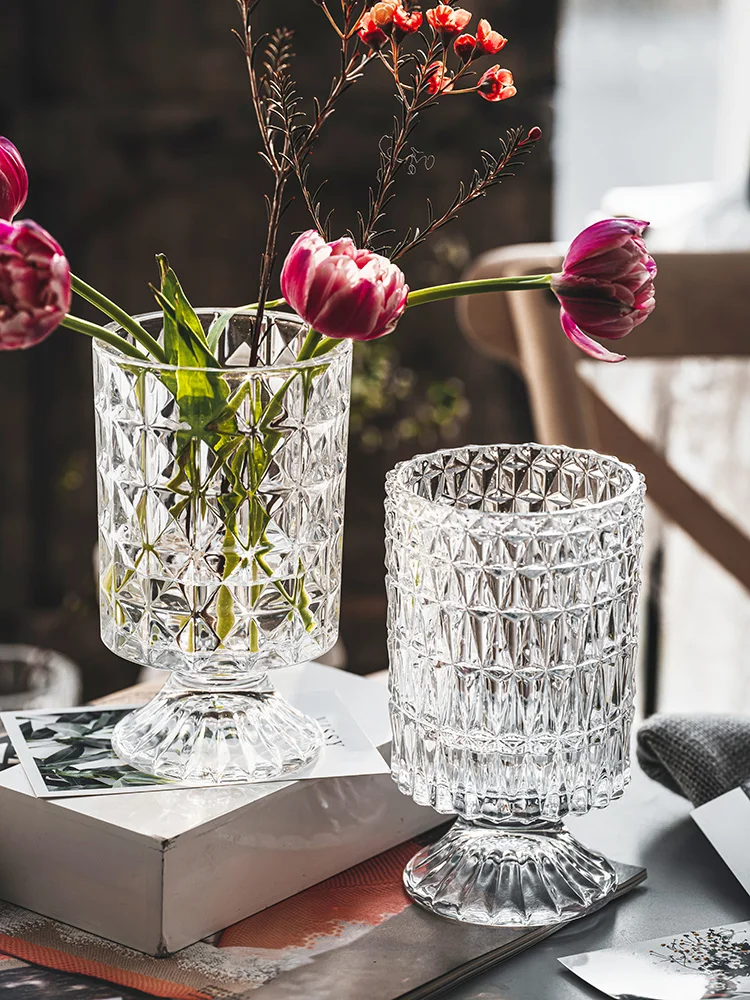 New Fashion Liuli Glass Crystal Vase Modern Home Light Luxury Desktop Decoration Glas Wedding Flower Vase