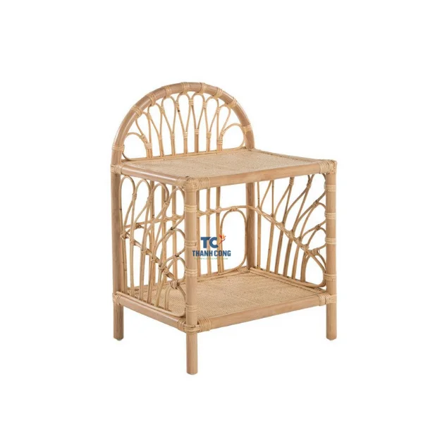 Modern Standing Bookcase with Rattan Shelves High Quality Wooden Wall Shelf Floor Stand Bookshelf at Cheap Price-for Bathrooms