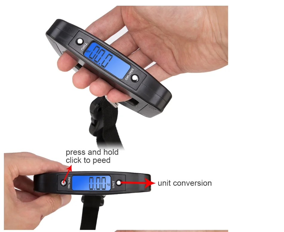 50kg 10g Handheld Digital Luggage Scale with Grip for Travel Portable Electronic Weighing Suitcase LED Display Balance