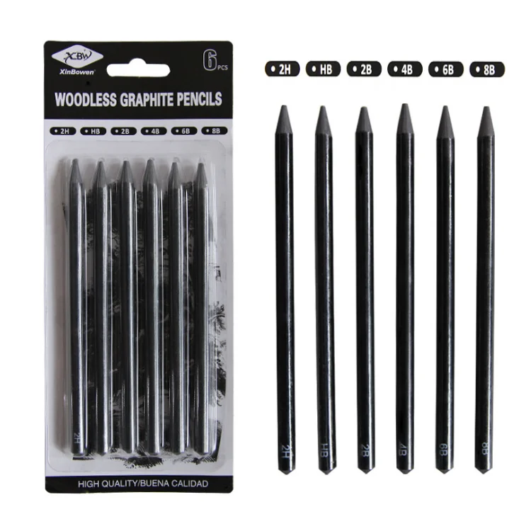 Xin Bowen Wholesale Professional 6 Pcs Set Black Drawing Pencil Artist Drawing Sketch Graphite Pencils Art Supplies Set