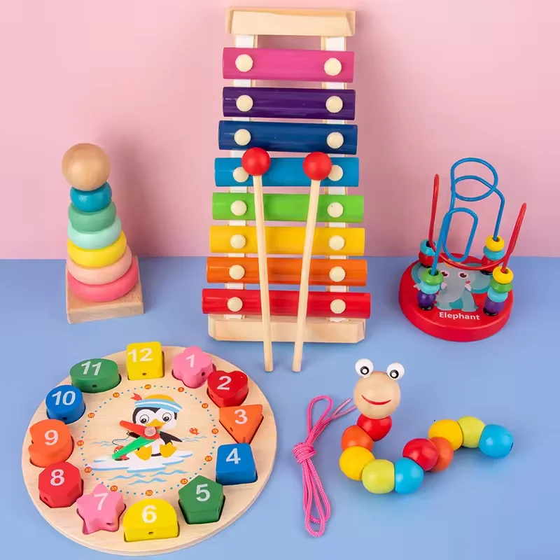 Trending Colorful Children Wooden Intellectual Block Early Educational Learning Montessori Toys For 1 To 3-year-old Boys Girls