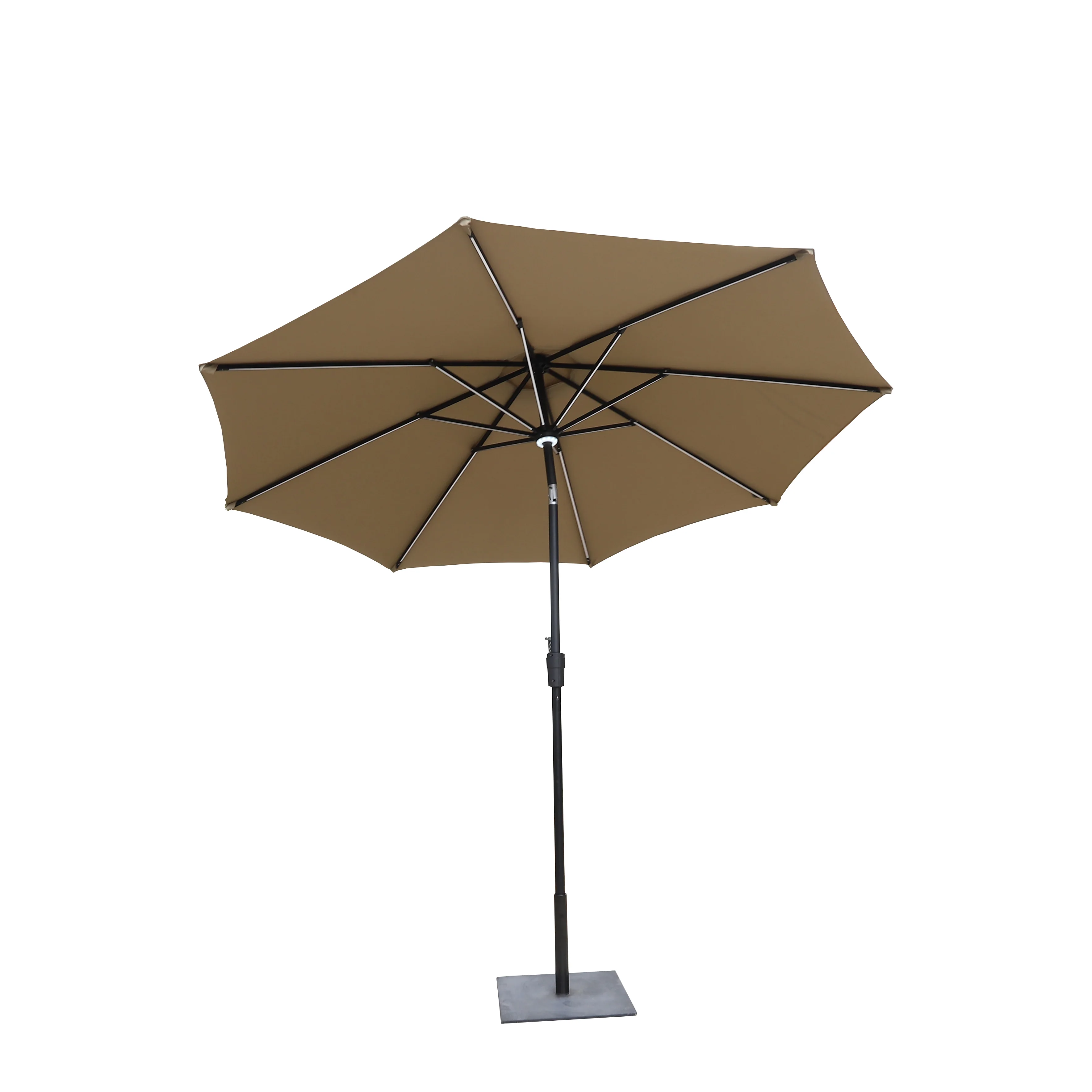 Steel Patio Umbrella 8 Ribs Button-Tilt Adjustment Outdoor Garden Parasol Ogrodowy Sea Umbrella with LED Light