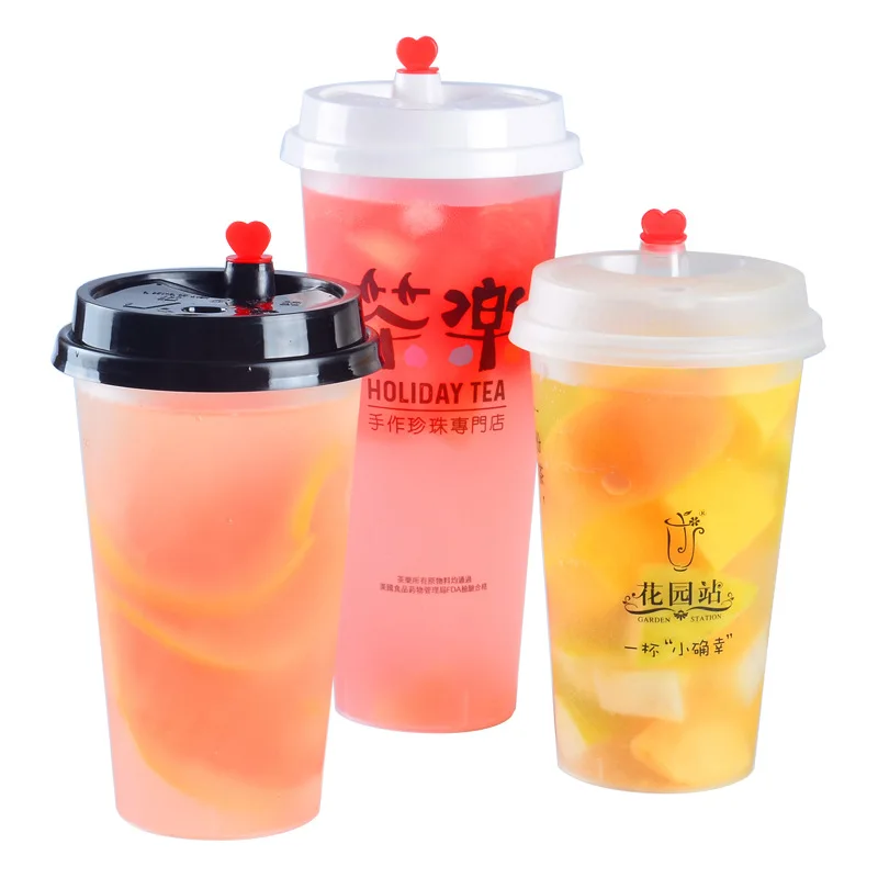 Disposable pp bubble tea cup Coffee custom plastic cup with cover 24OZ 700ml clear plastic cup