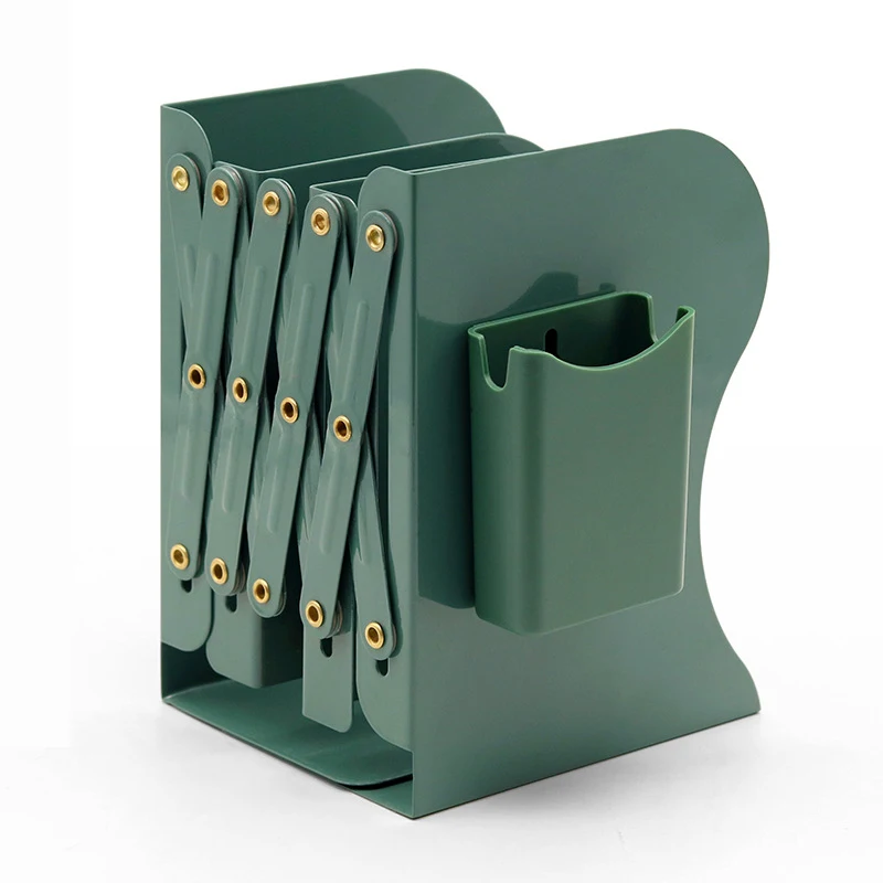 BEYOND Professional manufacturer free design sample low MOQ custom extendable metal book bookends with pen holder