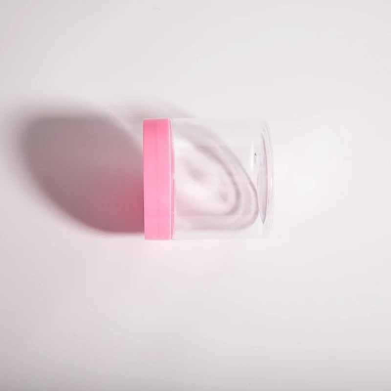 8 Oz Clear Plastic Body Cream Containers With Pink Lid Refillable Round Container Cosmetic Travel Container For Body Scrub