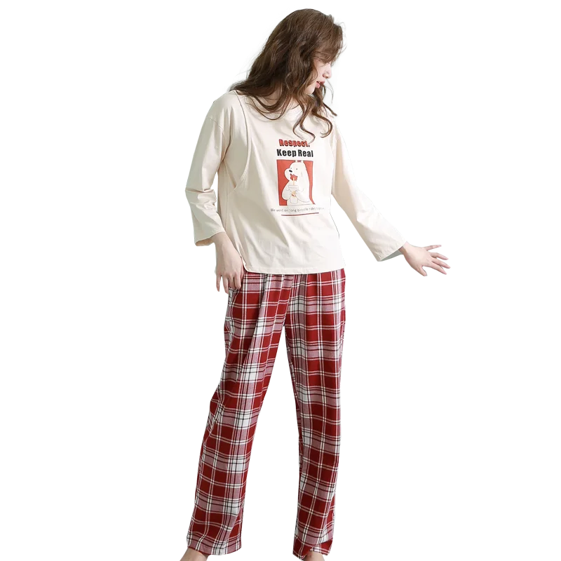 Latest women pajamas ready to ship nursing wear set thin Christmas nursing pajamas for mamas