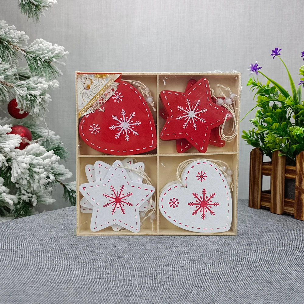 High quality christmas wooden ornaments decoration combination for home gift crafts