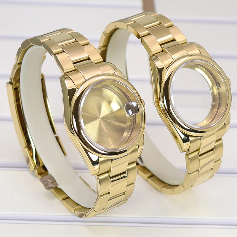 High waterproof level diving watch case gold Modified parts Wrist Strap Band For Seiko Nh35 NH36/38 Miyota 8215 Movement dial