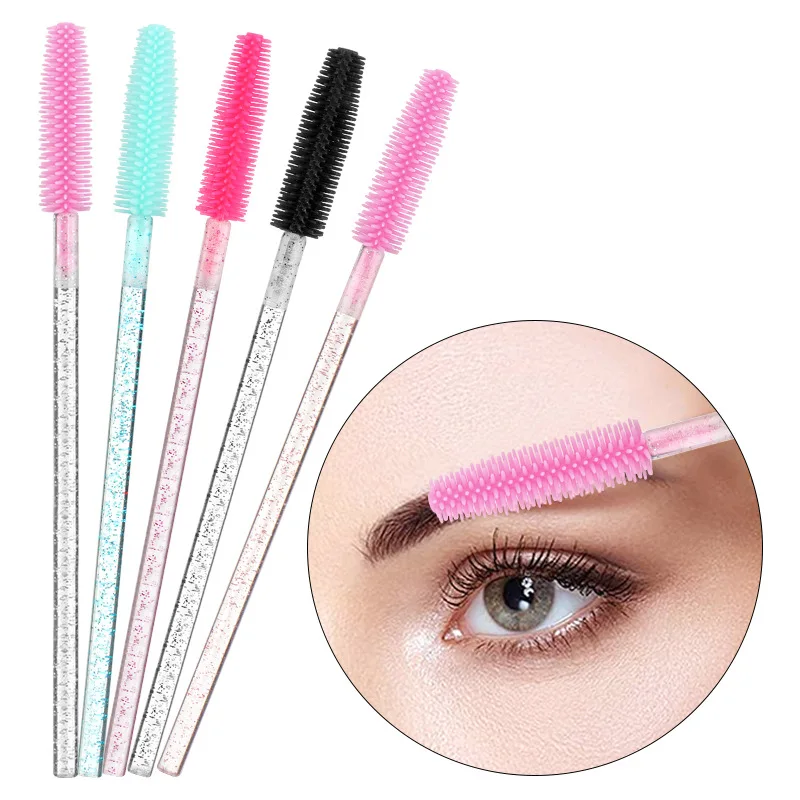 Factory Price Glitter Silicone Eyelash Brush For Lash Extension Makeup Tools Silica Mascara Wand Applicator Cilia