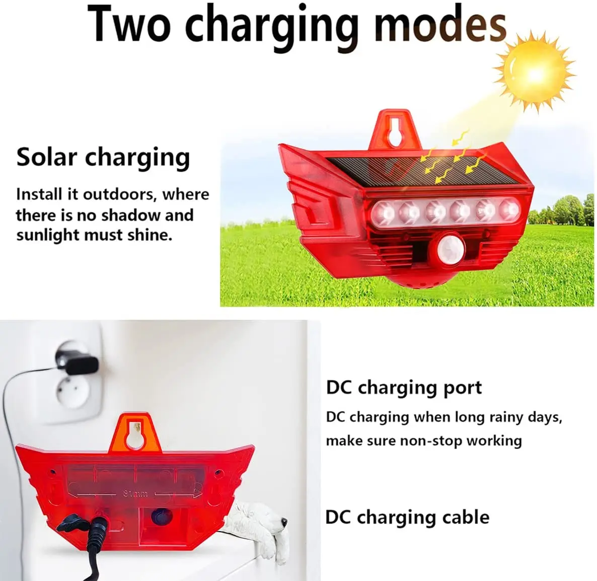 6 LED Flashing Outdoor Solar Motion Sensor Sound Voice Alarm Infrared Sound and Light Microwave Sensor Siren Alarm