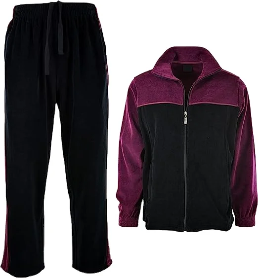high quality Sports Suit Gym Training Wear  Mens Velour Tracksuit with Zippered Pockets