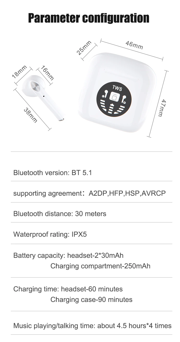 Amazon hot sale wireless earbuds with magnetic charging box Truely tws earbuds portable earphone stereo earbuds