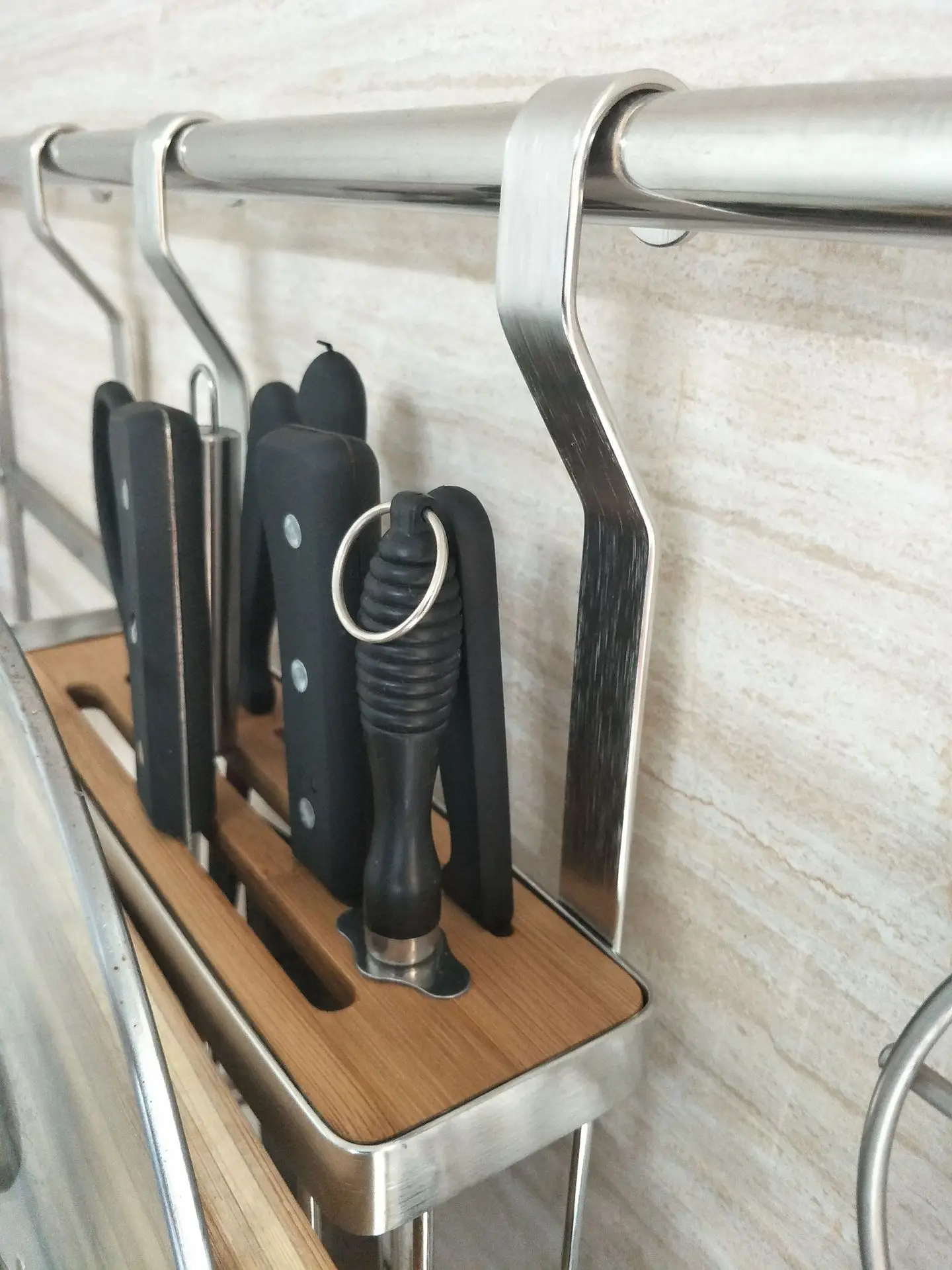 Kitchen Wall-Mounted Holder Stainless Steel Knife Cutting Board Rack